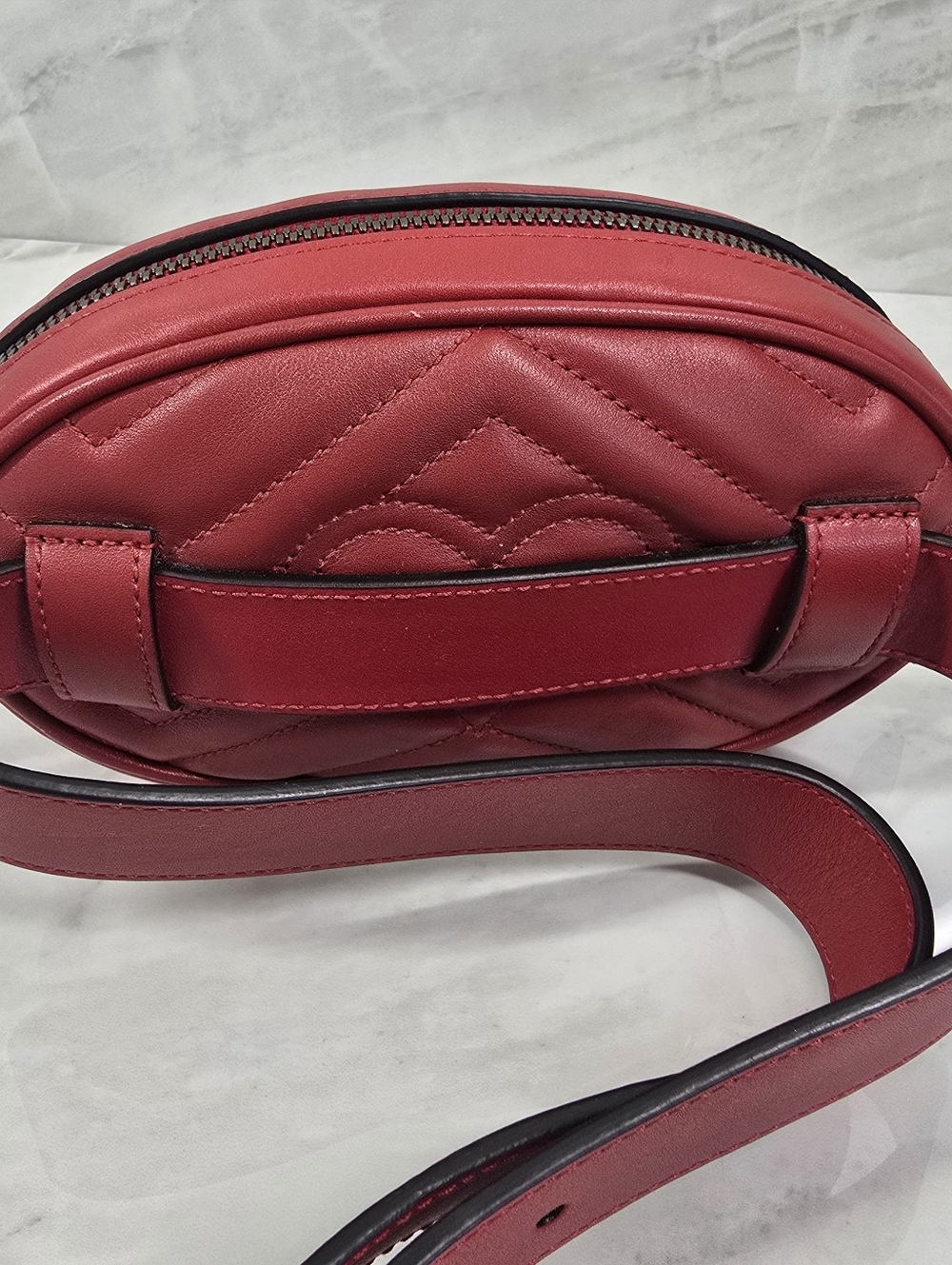 Gucci Red GG Marmont Quilted Leather Belt Bag - Picture 6 of 10